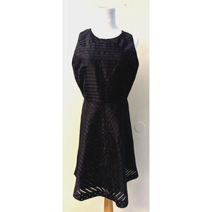 New Banana Republic sz 8 Fit & Flare Dress blue on blue sheer stripes